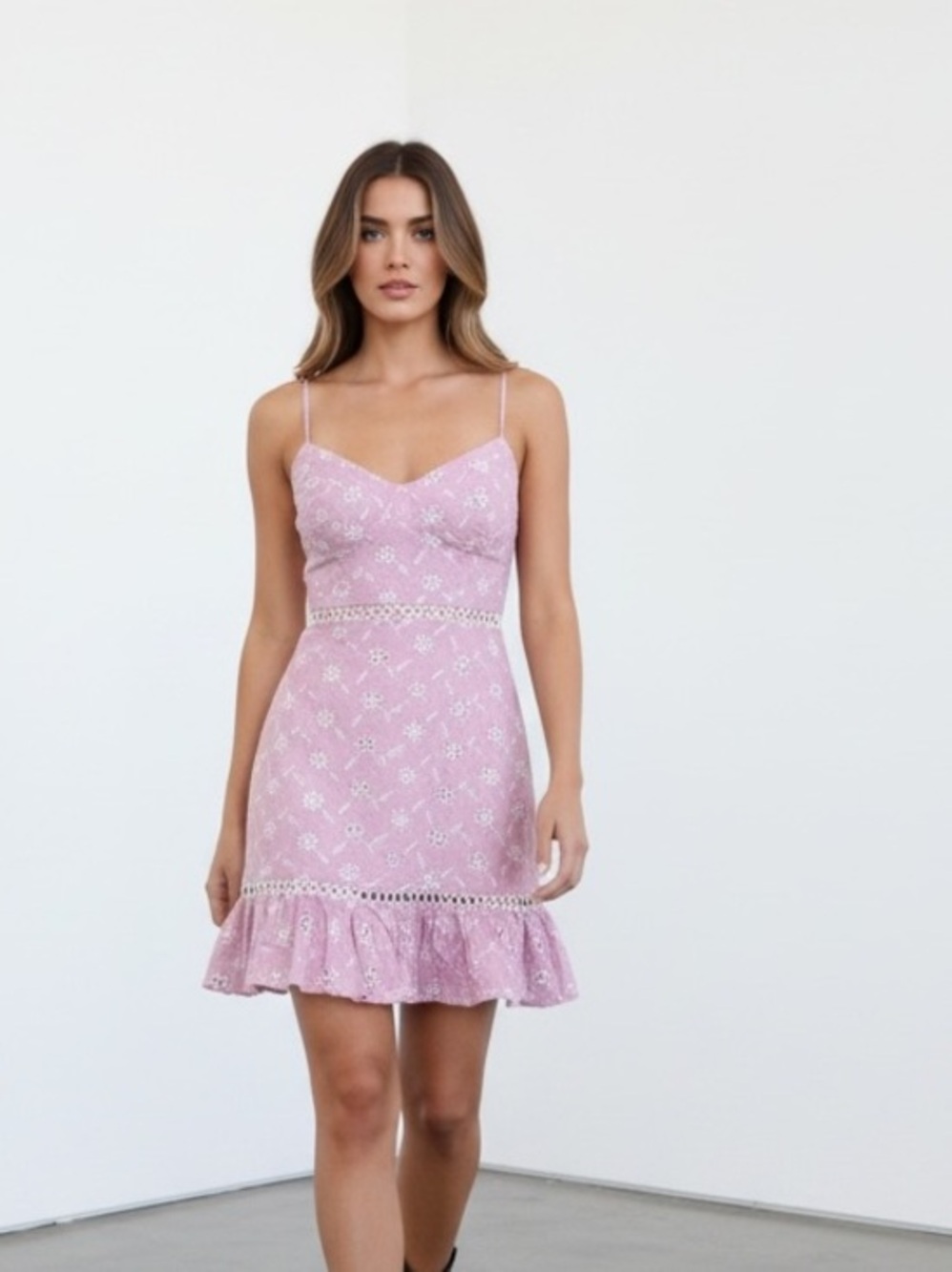 Astr light pink cami lace dress